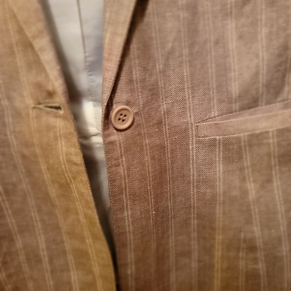 ID COLLECTION Linen Blazer, Size: 4, Color: Tan and striped cream. - Picture 3 of 5